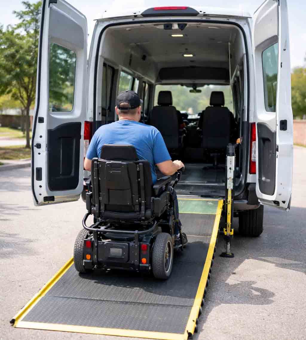 Wheelchair user entering a Transport Vehicle