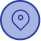Blue circular icon with a white center