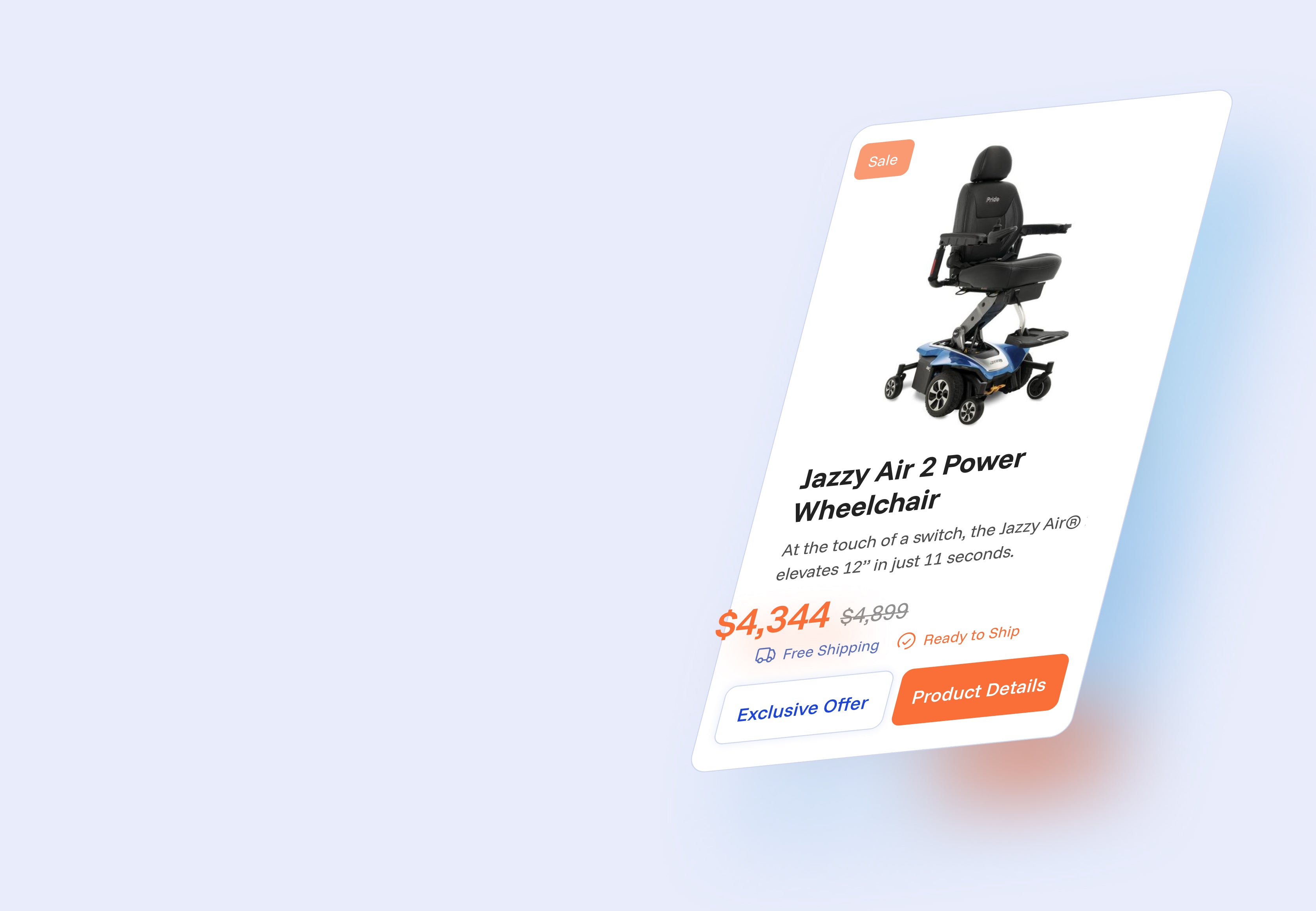 Advertisement for Jazzy Air 2 Power Wheelchair on a white background
