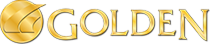 Gold logo with Golden text on a white background