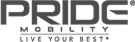 Pride Mobility logo with tagline 'Live your best' on a black background