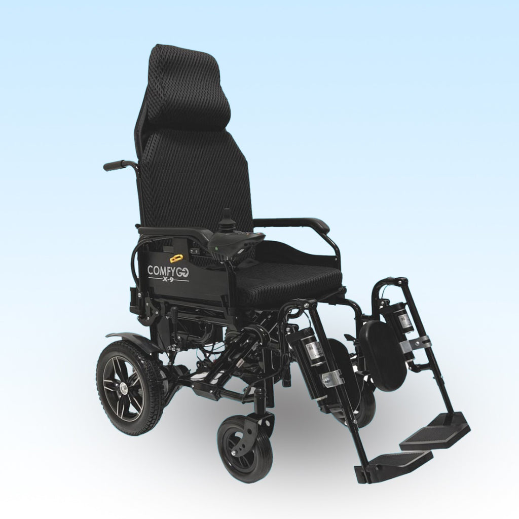 X-9 ComfyGO Remote Controlled Electric Wheelchair, Auto Reclining Backrest & Lifting Leg Rests