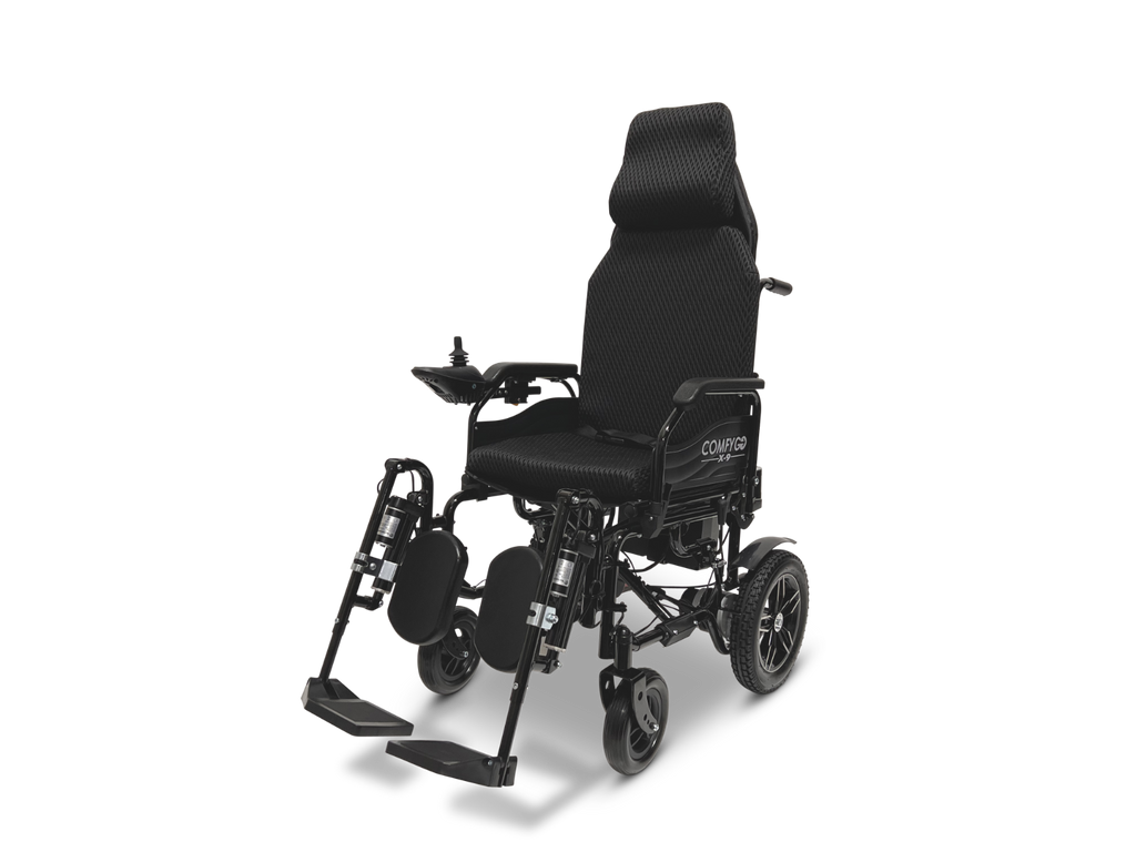 X-9 ComfyGO Remote Controlled Electric Wheelchair, Auto Reclining Backrest & Lifting Leg Rests