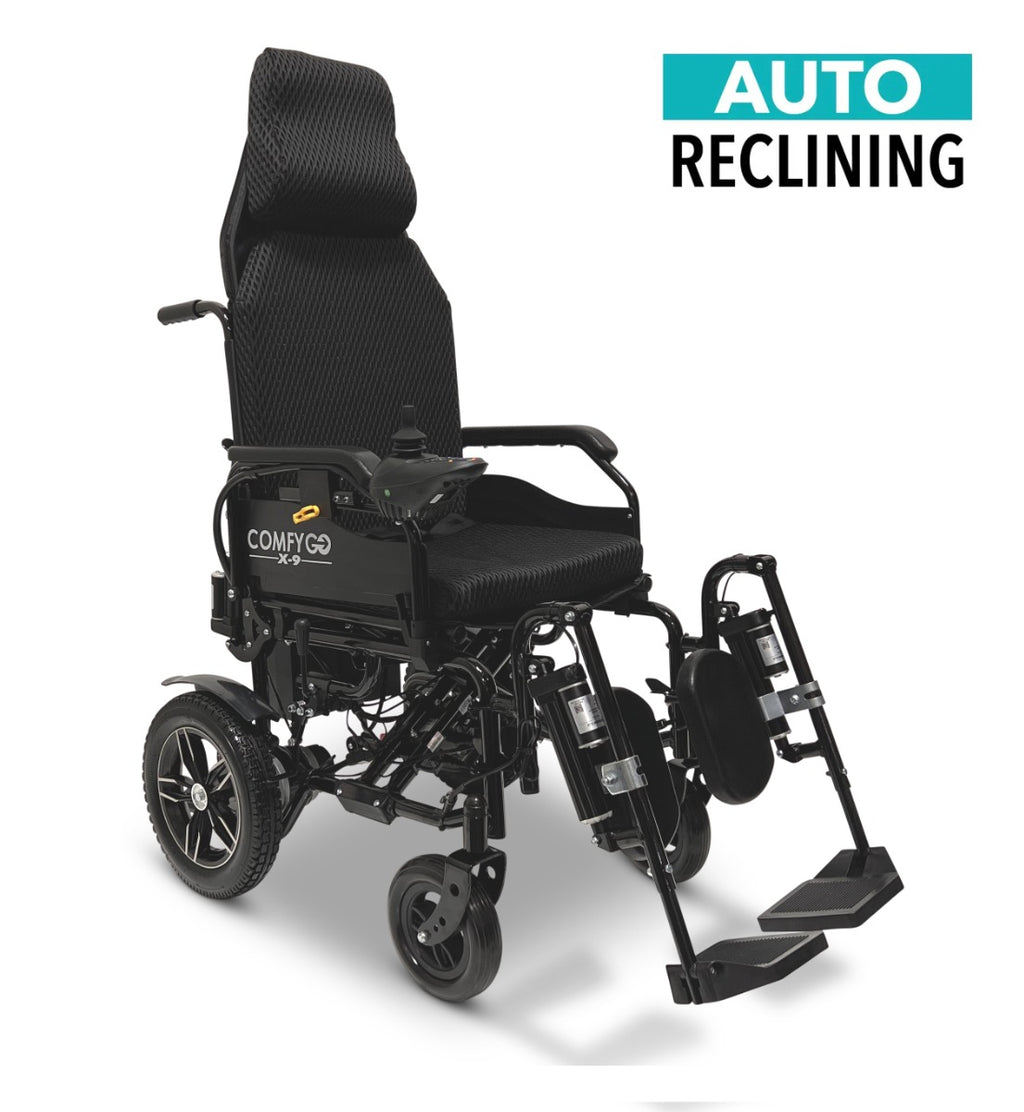 X-9 ComfyGO Remote Controlled Electric Wheelchair, Auto Reclining Backrest & Lifting Leg Rests
