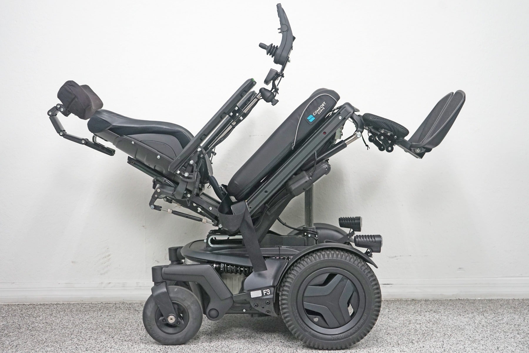 Permobil F3 Power Wheelchair 12" Seat Lift, Tilt, Recline, Legs & Anterior Tilt - 8169