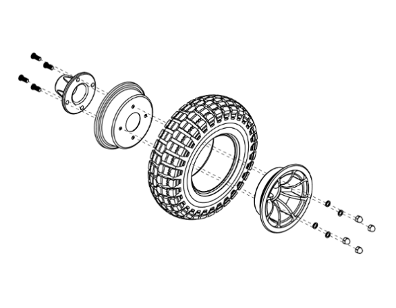 14" Knobby Drive Wheel Assembly (Tire and Rim) - Jazzy 1450 (Set of 2)
